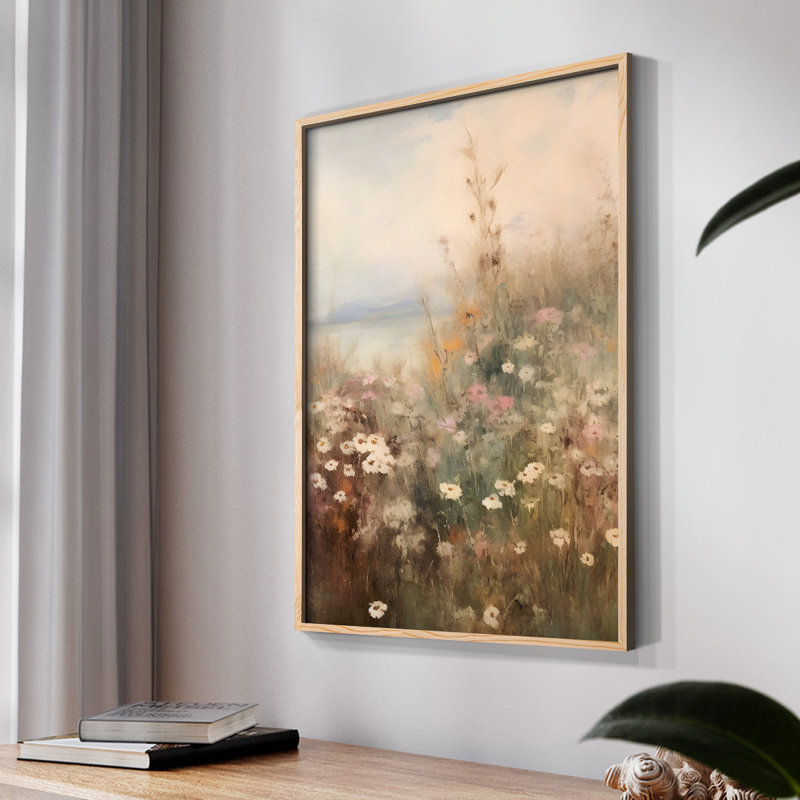 Motif floral rétro - coin fermé, Naturel, H 14 po x l 11 po