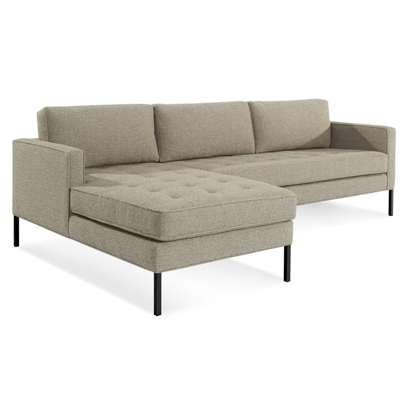 Paramount Chaise Sectional, Black, Sanford Oatmeal Basketweave, Right Hand Facing
