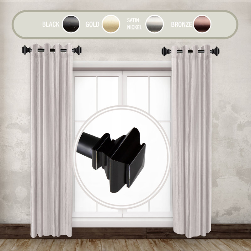 Tringle à rideaux simple réglable de 12 à 20 po, Noir