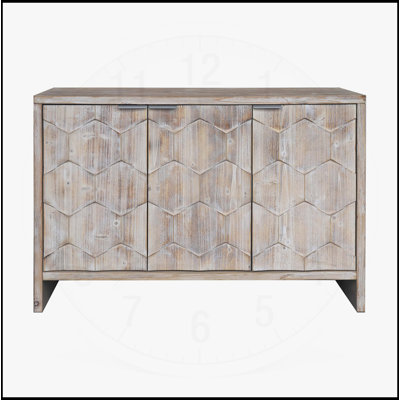 Armoire décorative de style campagnard à 3 portes, idéale pour le salon, le vestibule et la salle à manger avec bois naturel délavé