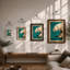Polar Bear in Teal Minimalist - Framed Print-548928678-548928735