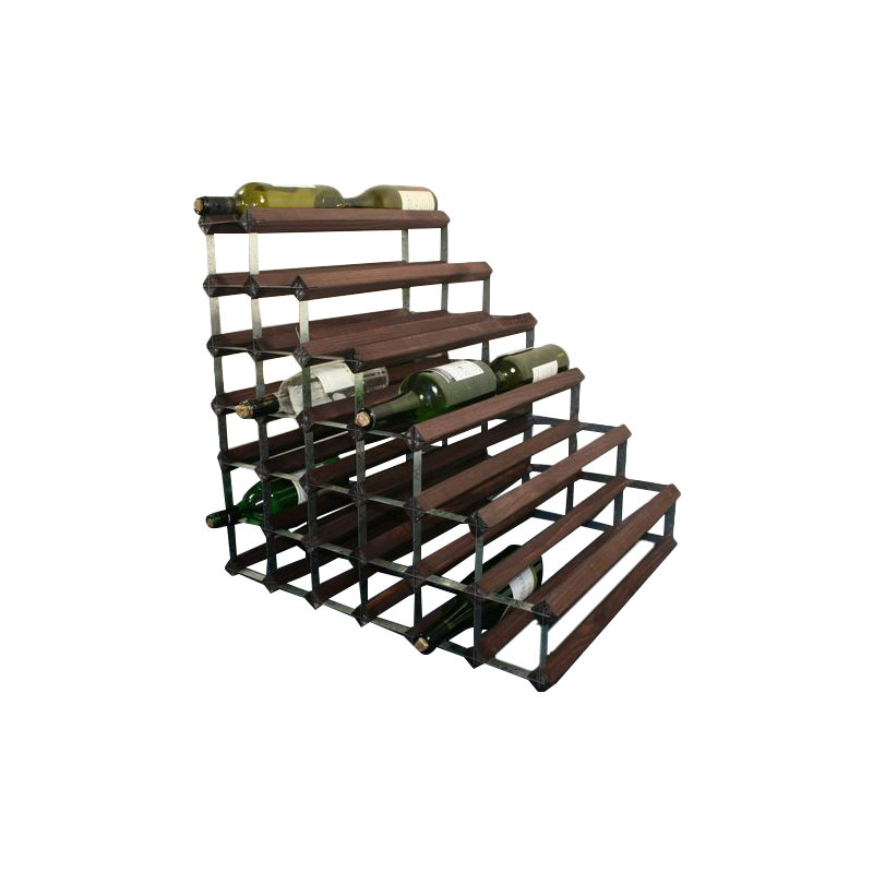 54 Bottle Floor Wine Bottle Rack, Dark Oak Stained Pine