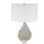 D15x29.3" White and Silver Leaf Table Lamp with Drum Shade and Marble Base (Lamp Shade Assembly Required)
