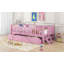 Lit plateforme en bois avec garde-corps et 2 tiroirs, rose-1898986675