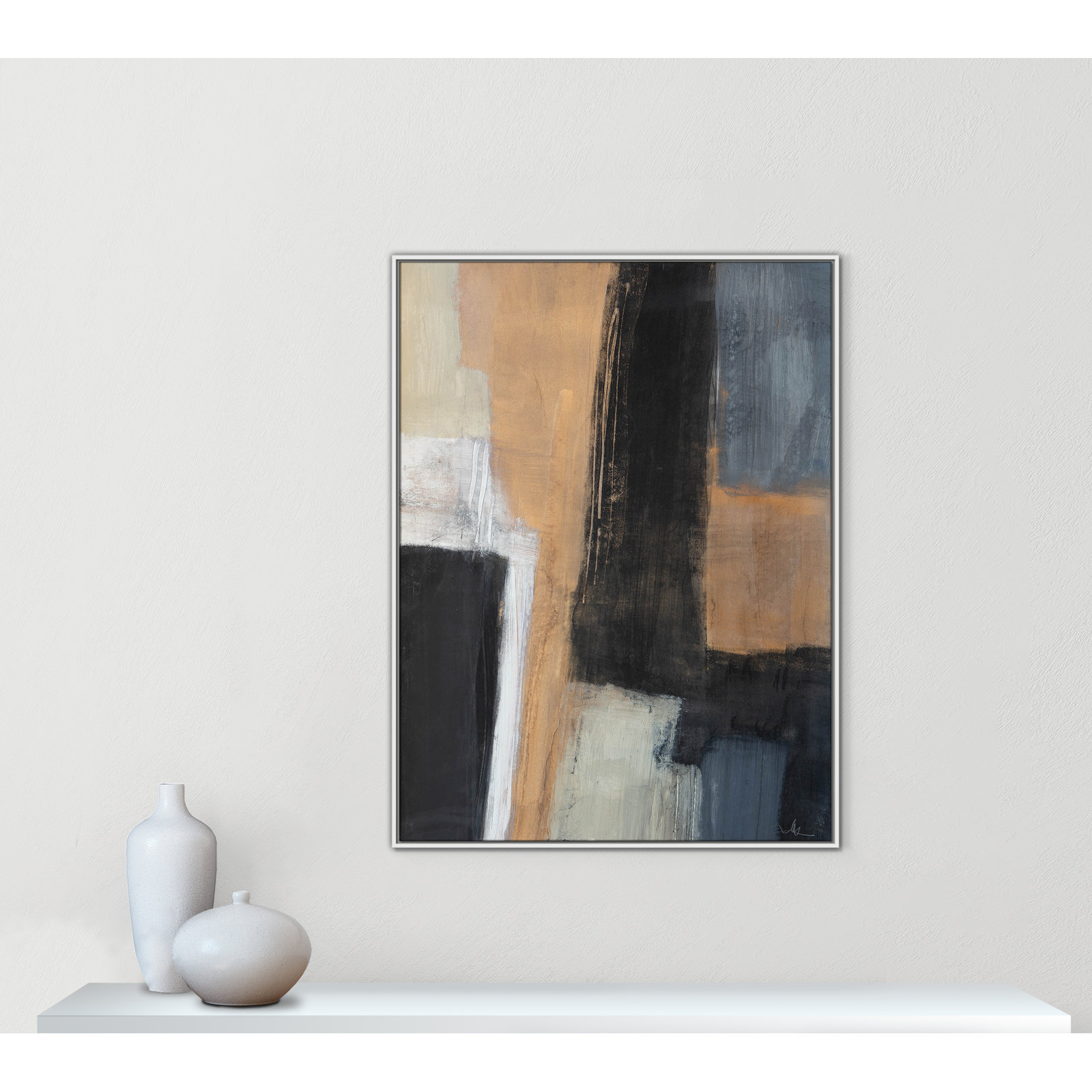 Calderon "Metallic Slate I" Print, 49.5" H x 37.5" W x 2" D, White