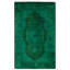 Overdyed Hand-Knotted Wool Modern-Contemporary Green Area Rug 2' 8" x 4' 4"