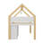 Twin-Scale House-Inspired Low Loft Bed With Integrated Shelving, Cabinets & LED Lights, Wooden Playhouse Loft Bed Equipped With Step Ladder-281386351
