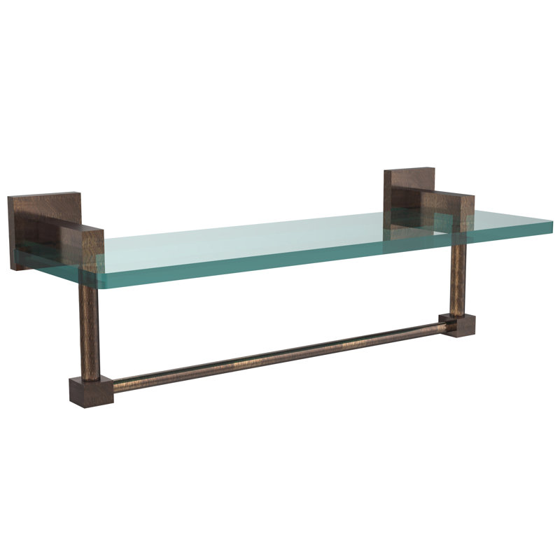 Haranu Bracket Shelf with Towel Bar, Venetian Bronze, 16 Inch