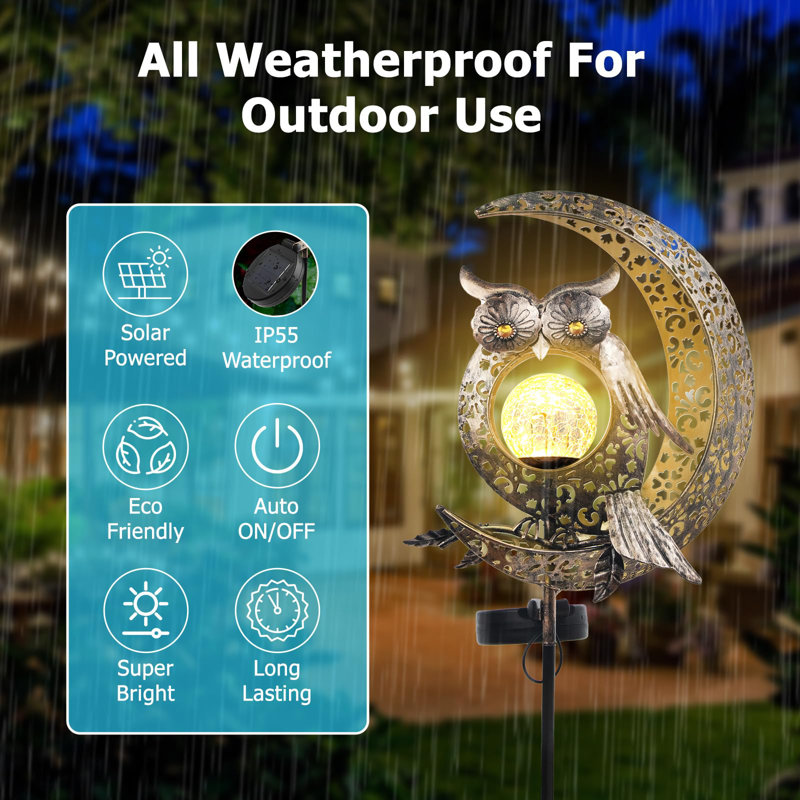 Weather-Resistant Outdoor Solar LED Owl Garden Lights