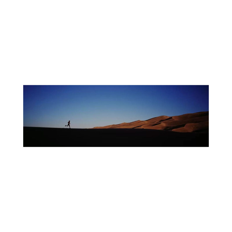USA, Colorado, Great Sand Dunes National Monument, Runner Jogging In The Park - Wrapped Canvas Panoramic Print