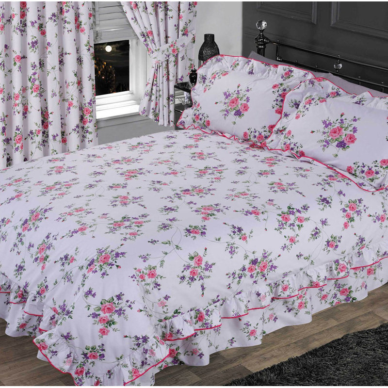 Teo 144 TC Duvet Cover Set, Super King Duvet Cover + 2 Standard Pillowcases, Purple
