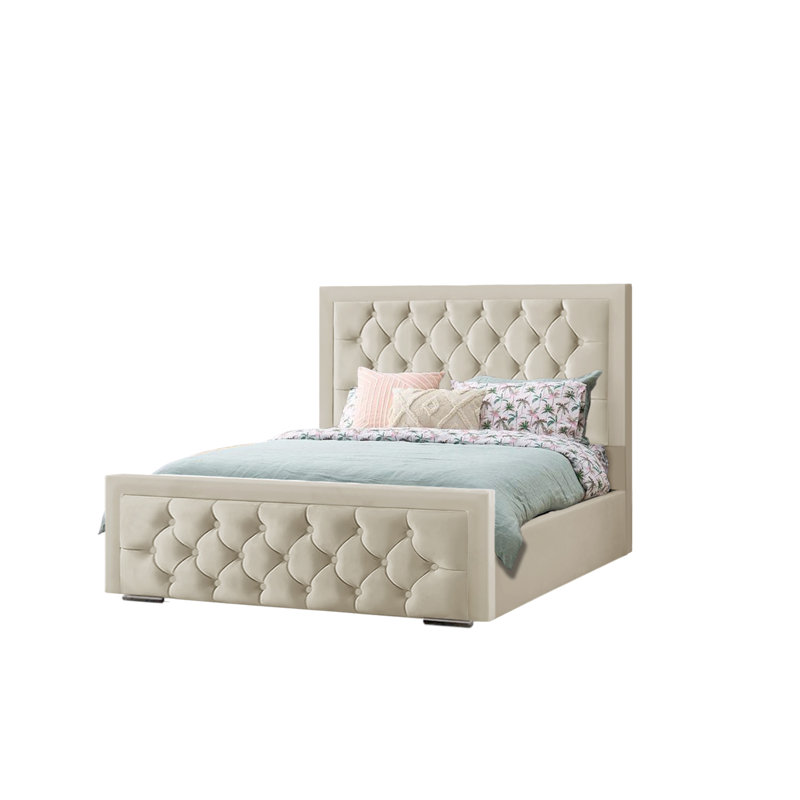Agusta Upholstered Bed, Double (4'6), Beige