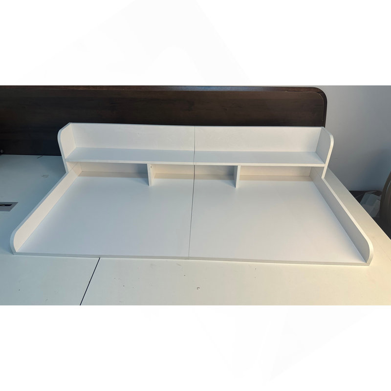 Washer Dryer Countertop With Non-Slip Pads Laundry Wood Shelf Topper With Edge, 54" Width X 27.5" Depth Double Layer Organizer For Washer And Dryer Laundry Hamper Counter Storage Organization (White)