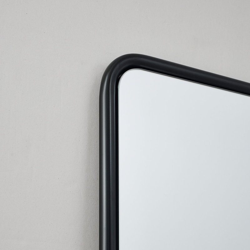 Miroir de salle de bain rectangulaire contemporain | Structure en O-Tube en acier inoxydable, Noir mat, 30 po x 22 po