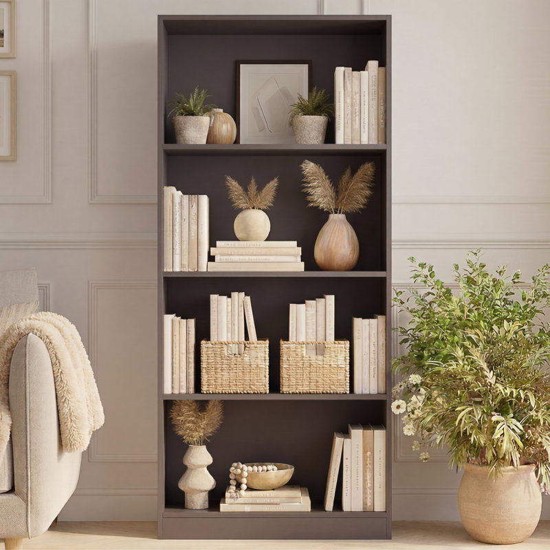 142cm H x 60cm W Standard Bookcase, (4 Shelves) 140 cm H x 60 cm W x 24" D, Grey