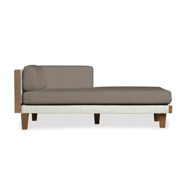 Catalina Outdoor Teak Chaise Lounge, Sailcloth Seagull, Ivory