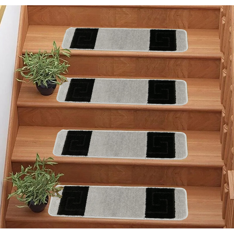 Tapis d'escalier en latex lavable antidérapant, Beige