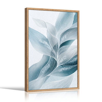 Ensemble de 1 tableau sur toile Feuille bleue
