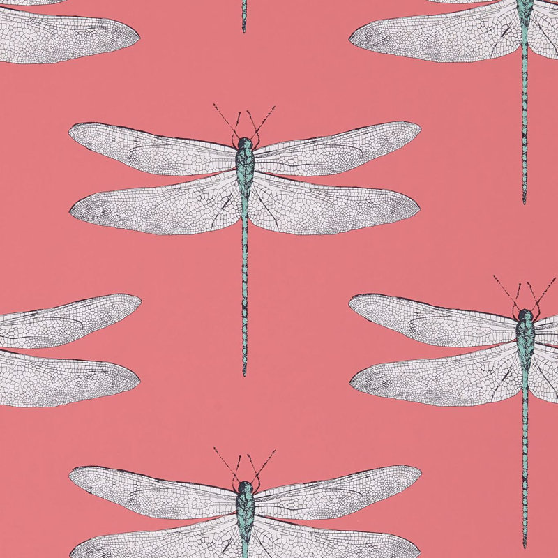 Demoiselle 10.05m x 52cm Wallpaper Roll, Coral/Mint