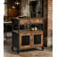 Armoire-bar de style campagnard de 24 pouces avec rangement, table basse mobile sur roulettes avec porte grillagée, buffet pour la cuisine et le vestibule