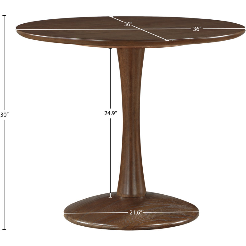 Table de salle à manger Khup, L 36 po x l 36 po, Brun