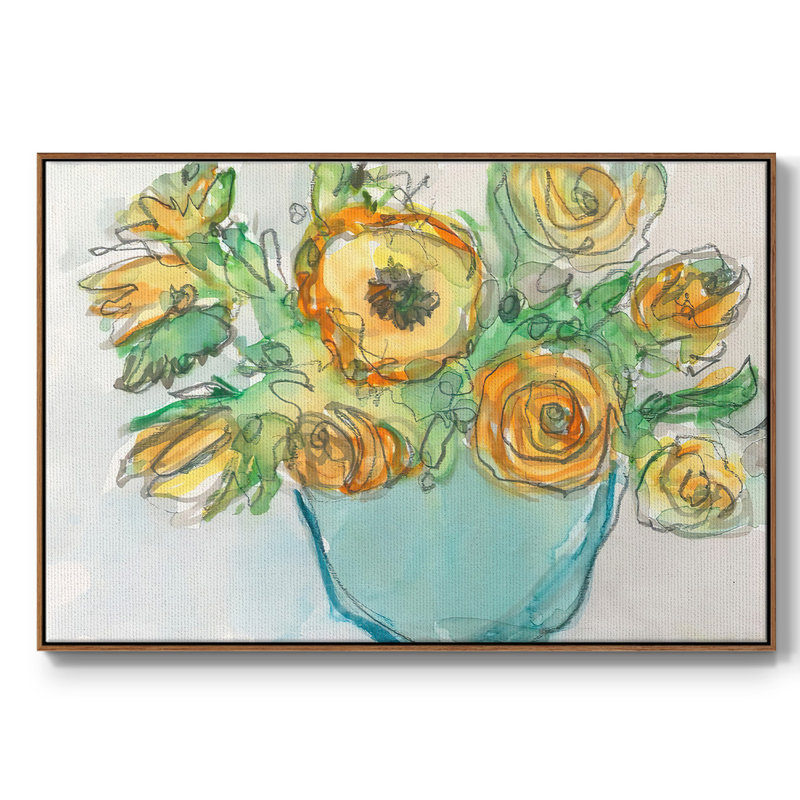 Accent floral printanier II, Toile encadrée noire, H 25 po x l 37 po x P 2 po