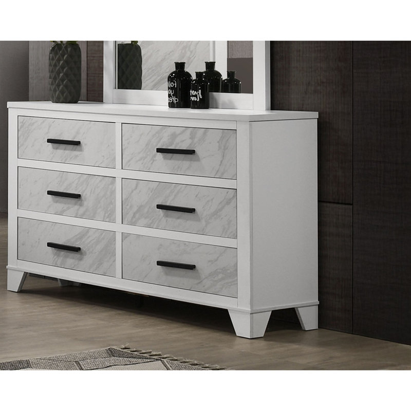 1 pièce commode uniquement en faux marbre avec poignées de barre noires