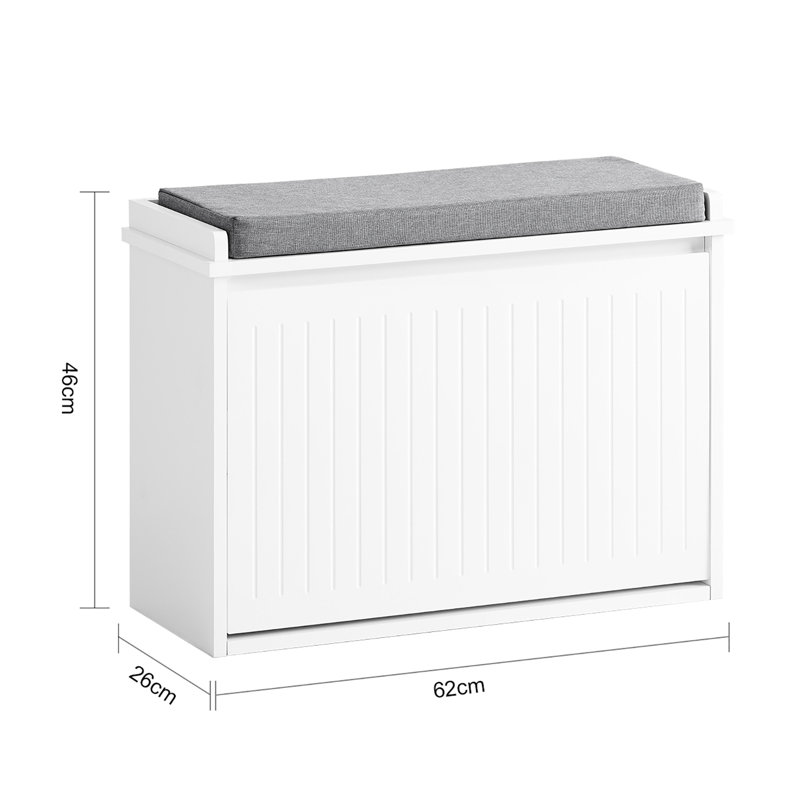 6 Pair Shoe Storage Bench, White
