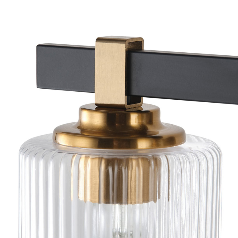3-Light matte black dimmable striped glass wall lamp