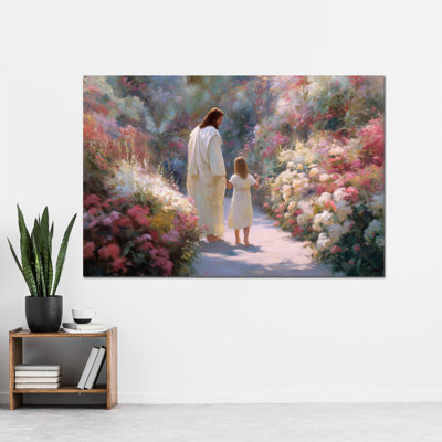  «Jesus Spring», reproduction murale sur toile, affiche de Jésus, œuvre d'art religieuse chrétienne pour le salon, chambre à coucher, paysage spirituel, nature, cadeau 36 po x 48 po