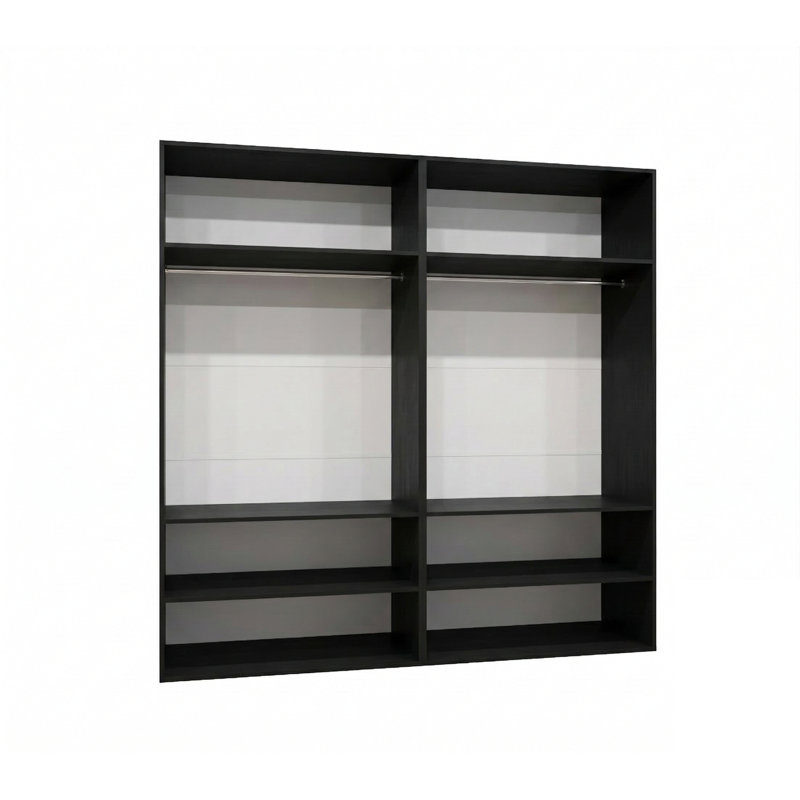 Manufactured Wood Wardrobe, black matt + handles: gold