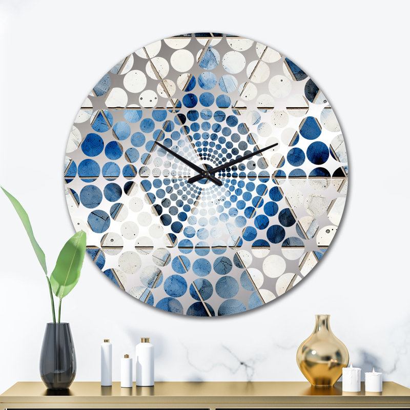 Rustic Cobalt Triangle Symphony - Geometric  Wall Clock, Large
