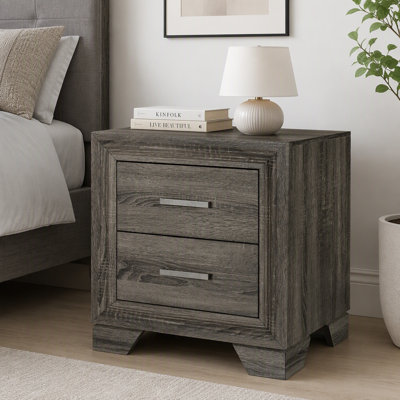 Funston Brown Oak 2-drawer Nightstand Bedside Table