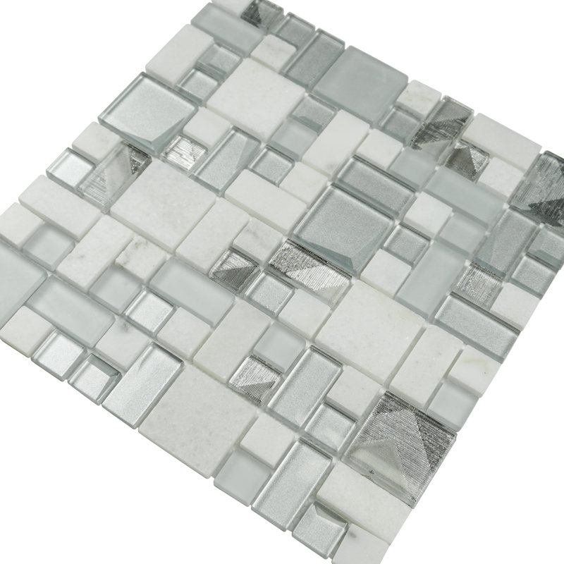 Kisor 12" x 12" Random Sized Glass Mosaic Wall Tile, Gray