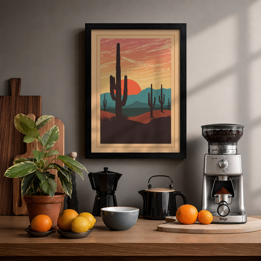 Desert Sunset Rustic - Framed Print