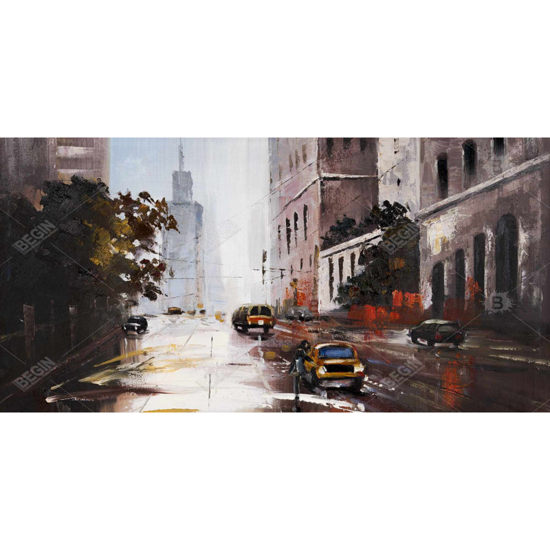 Morning street scene - Contemporary framed canvas for decor