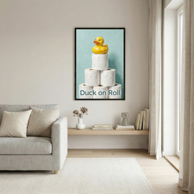 Duck On Roll Canvas Wrapped Wall Art Oil Painting Print Set Of 1