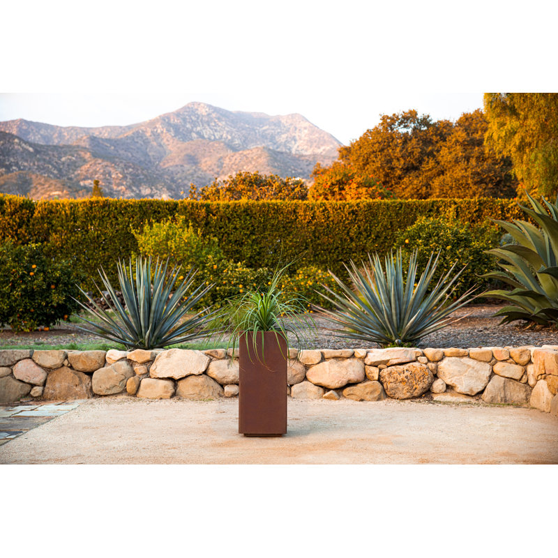 Pot à fleurs sur piédestal Corten Steel Series, H 30,25 po x l 13,5 po x P 13,5 po