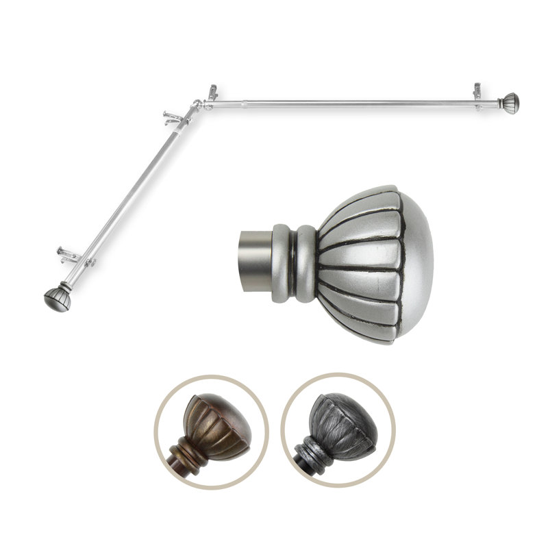 Tringle à rideaux d'angle simple réglable 0,8 po Iniguez, l 48 po à 84 po, Nickel satiné