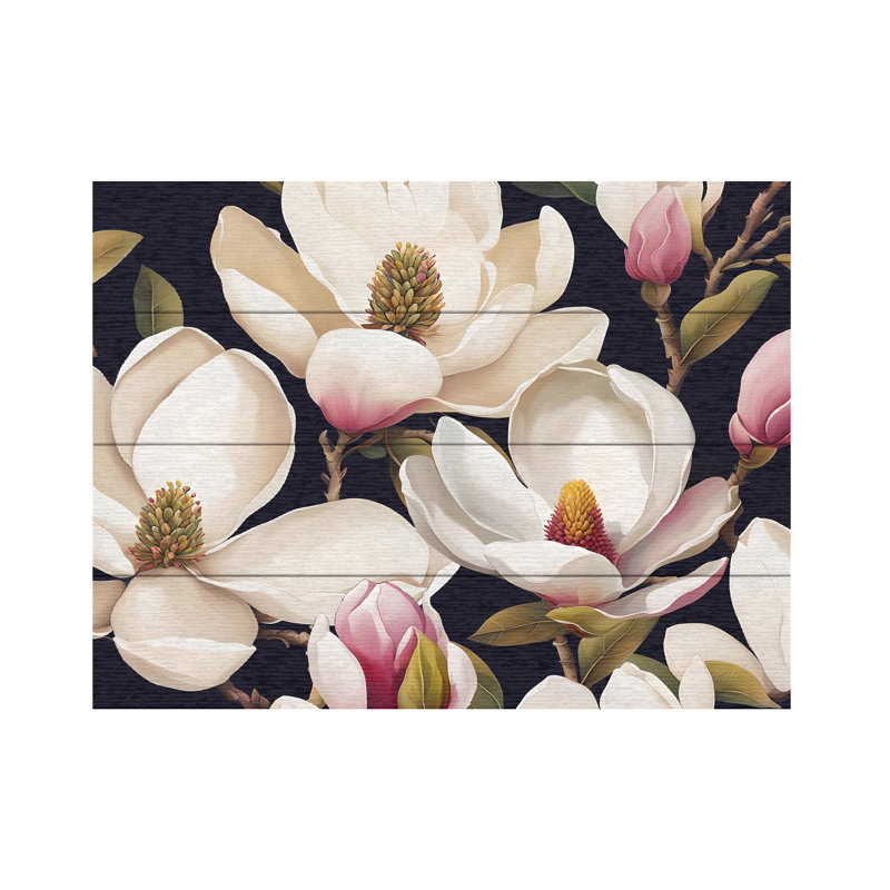Tina Lavoie Spring Magnolias Wood Slat Art, H 12 po x l 16 po