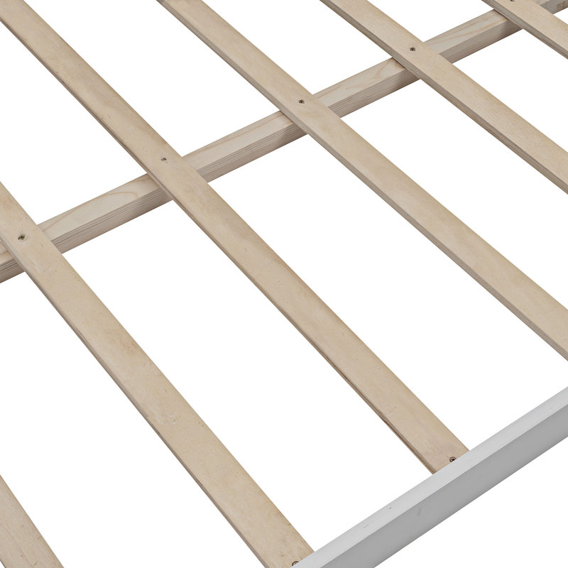 Full / Double Platform Bed with Clean Lines, White