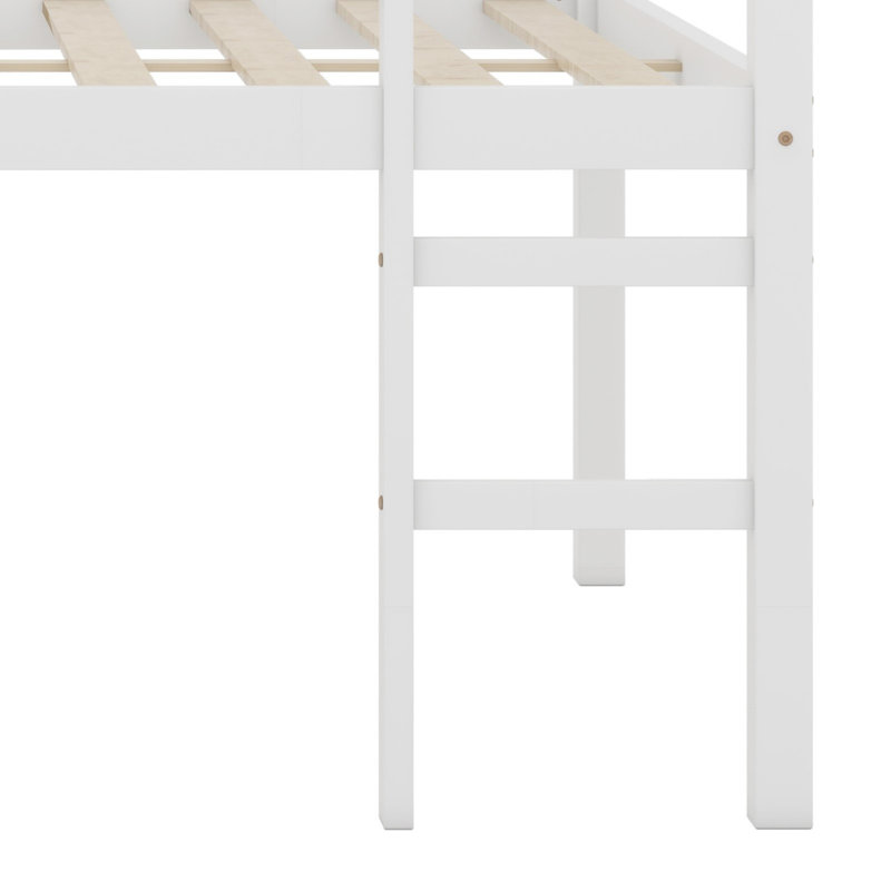Lit mezzanine en bois avec échelle, Blanc