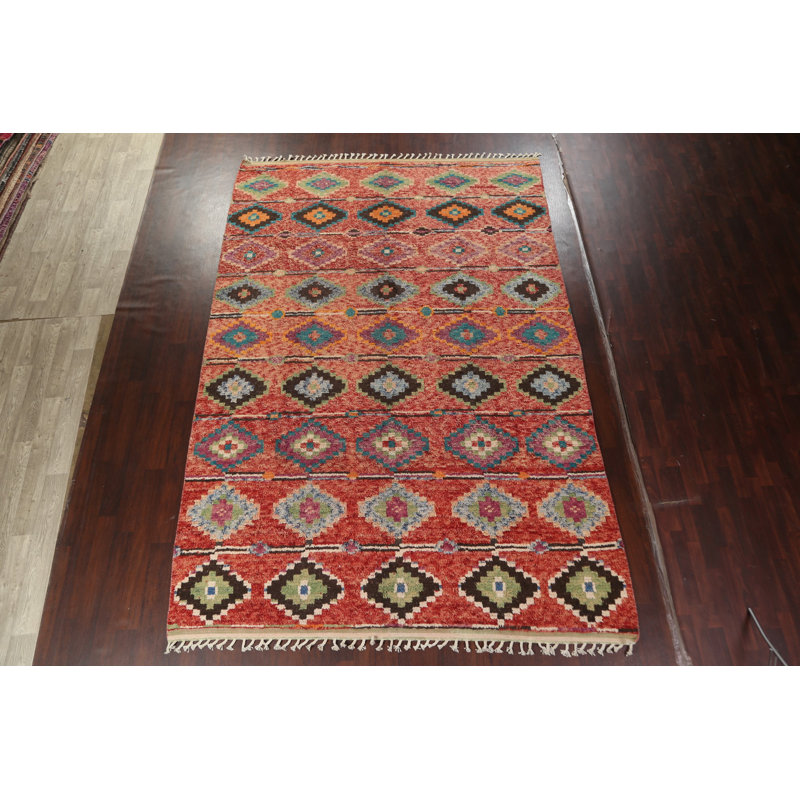 Tapis géométrique marocain noué à la main 9 x 13