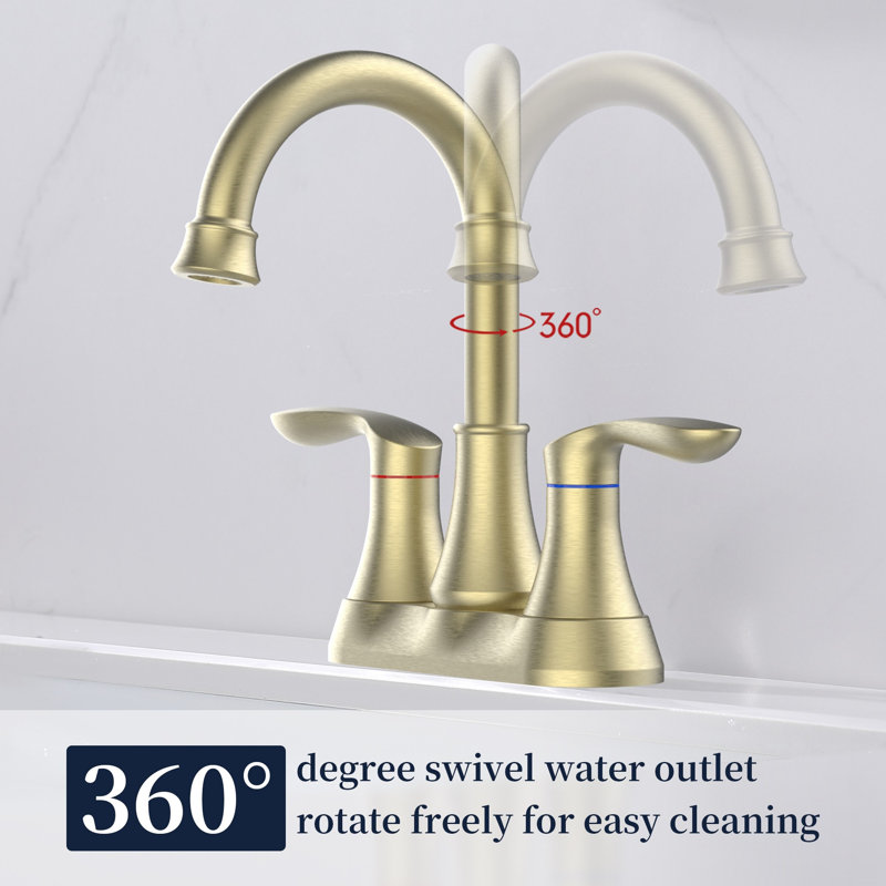 Bathroom faucet with 360 degree turn spout, Brushed Gold