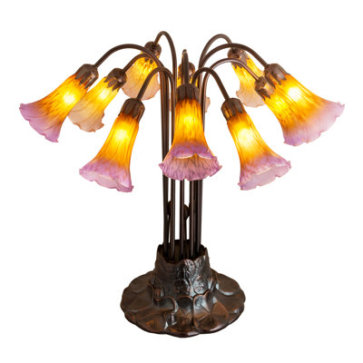22"H Amber/Purple Pond Lily 10 LT Table Lamp