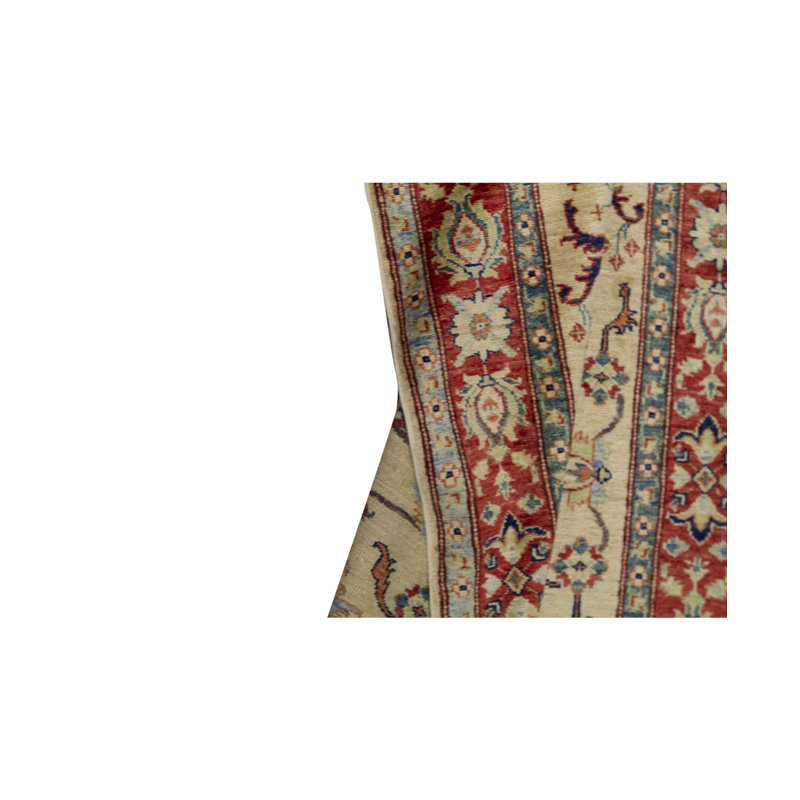 Tapis rouge et beige noué à la main de haute qualité