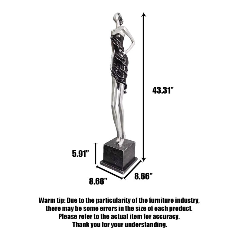 55" Silver Composite&Resin Decorative Objects