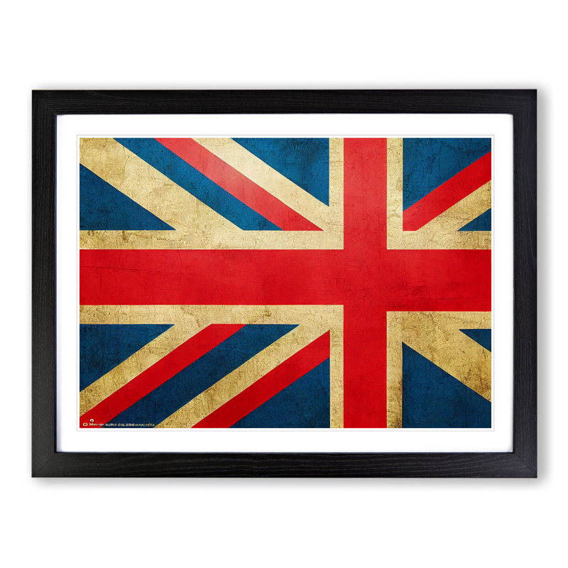 Vintage Union Jack Flag Vol.4 - Framed Print, Black, 46cm H x 64cm W x 2cm D