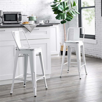 Ensemble de 2 tabourets de bar modernes, légers, industriels, contemporains, rustiques, rétro, bord de mer