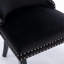 Chaise de salle à manger rembourrée à oreilles avec garniture cloutée et pieds en bois massif, ensemble de 2, noir, KD-224605557